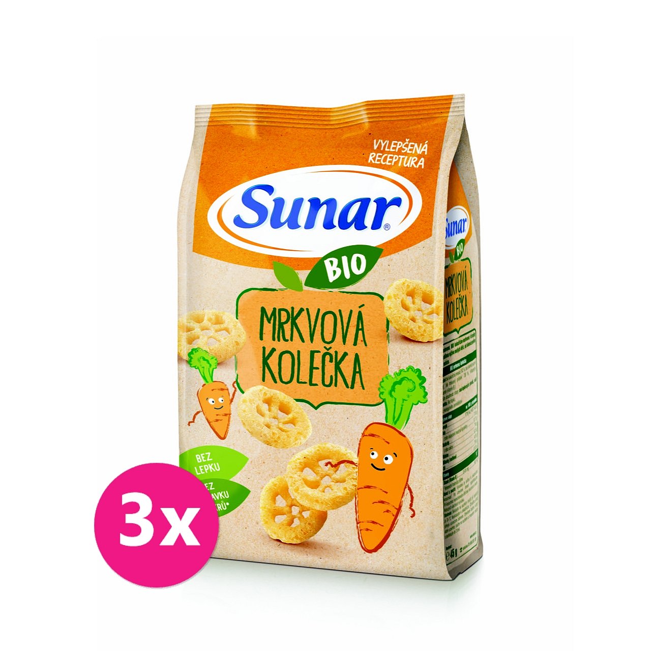 3 x SUNAR BIO křupky Mrkvová kolečka 45 g