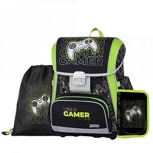 Oxybag PREMIUM - školní set Gamer 3 ks: aktovka, penál, sáček