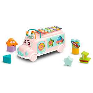 Toyz Edukační hudeí autobus s vkládačkou, růžový