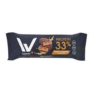 WellMix Proteinová tyčinka v čokoládě s příchutí arašídů a karamelu 45 g