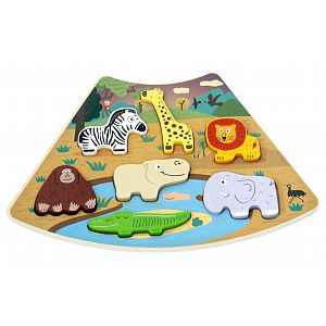 2Kids Toys Dřevěné puzzle Safari propojitelné, 7 dílů