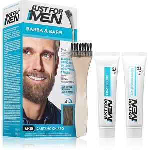 Just for Men Men Moustache & Beard barva na vousy pro zakrytí šedin odstín M-25 Light Grey 1 ks