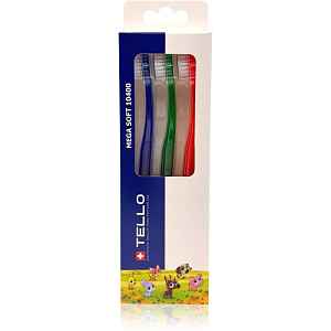 TELLO Kids 10400 Mega Soft zubní kartáčky pro děti 2-7 3 ks