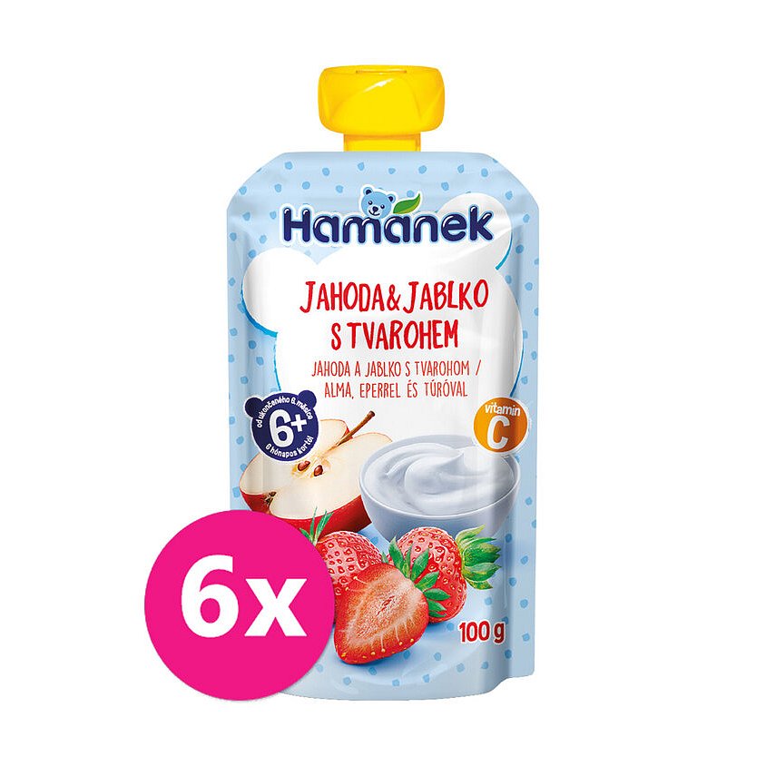 6x HAMÁNEK Jahoda & jablko s tvarohem 100 g