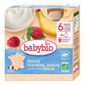 BABYBIO Mléčný dezert malina banán 4x85 g