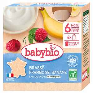 BABYBIO Mléčný dezert malina banán 4x85 g