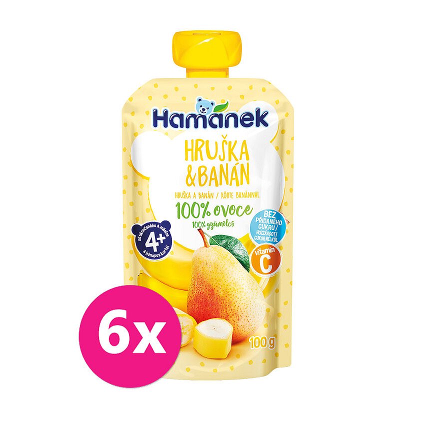 6x HAMÁNEK Hruška & banán 100 g