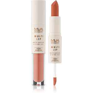 MUA Makeup Academy Multi Lip Nude Edition dlouhotrvající rtěnka a lesk na rty duo odstín Caramel 3.2 g