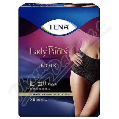 TENA LADY PANTS PLUS NOIR LARGE KALHOTKY ABSORPČNÍ NATAHOVACÍ,BOKY 95-125CM,1010ML