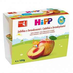 HiPP OVOCE 100% BIO Jablka s broskvemi 4x100g 5805