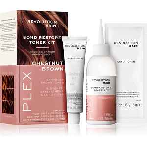 Revolution Haircare Plex Bond Restore Kit sada pro zvýraznění barvy vlasů odstín Chestnut Brown 1 ks