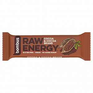 Bombus, tyčinka RAW energy, cocoa&cocoa beans 5x50 g