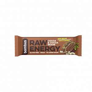 Bombus, tyčinka RAW energy, cocoa&cocoa beans 5x50 g