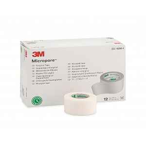 3M Micropore Papírová chirurgická páska 2,5 cm x 9,1 m 12 ks bílá