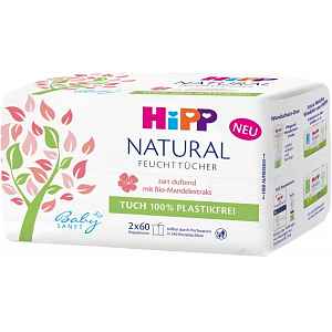 HIPP Babysanft Čistící vlhčené ubrousky Natural 2x60 ks