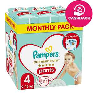 PAMPERS Premium Care Kalhotky plenkové vel. 4 (9-15 kg) 114 ks