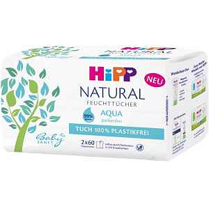 HIPP Babysanft Čistící vlhčené ubrousky Aqua Natural 2x60 ks