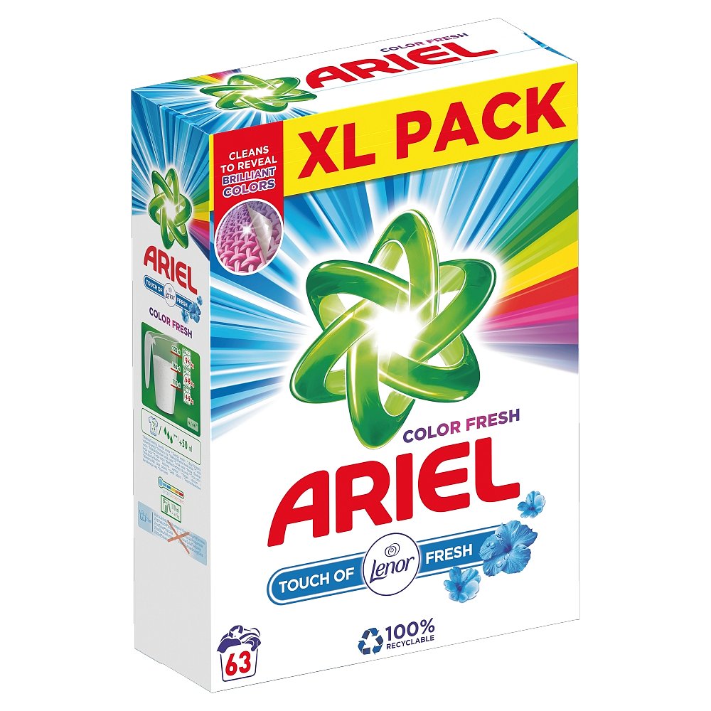 Ariel Prací prášek Touch Of Lenor Fresh Color, 63 praní 4,7 kg