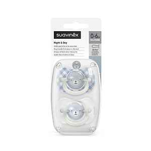 Suavinex Šidítko DEN&NOC fyziologické silikonové WILD&FREE 0-6m 2 ks modré