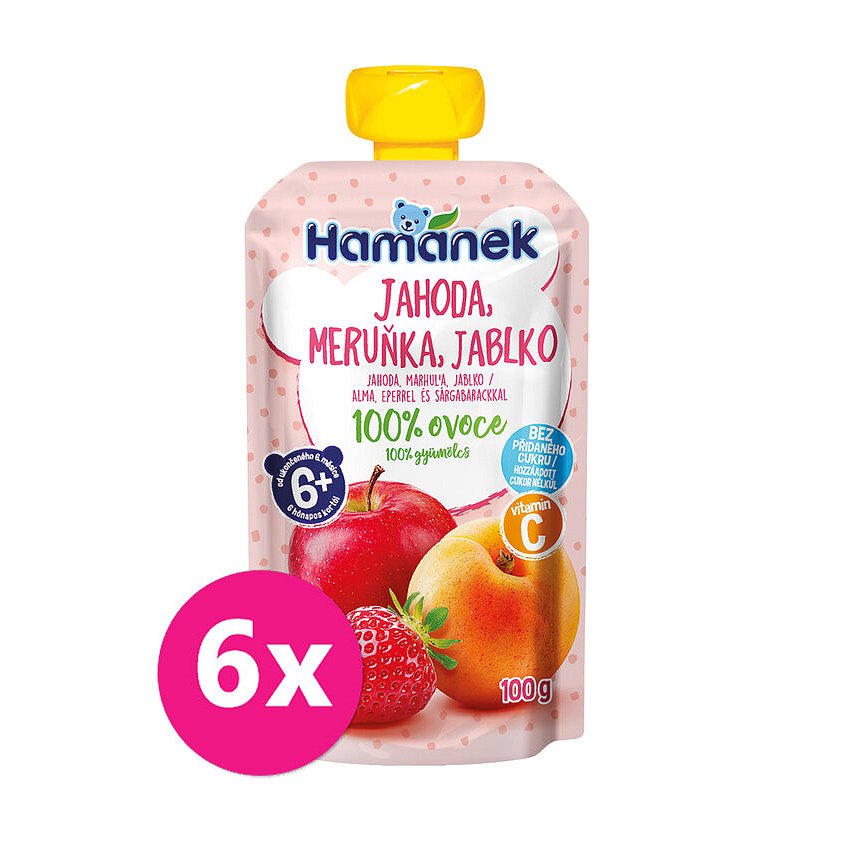 6x HAMÁNEK Jahoda, meruňka, jablko 100 g