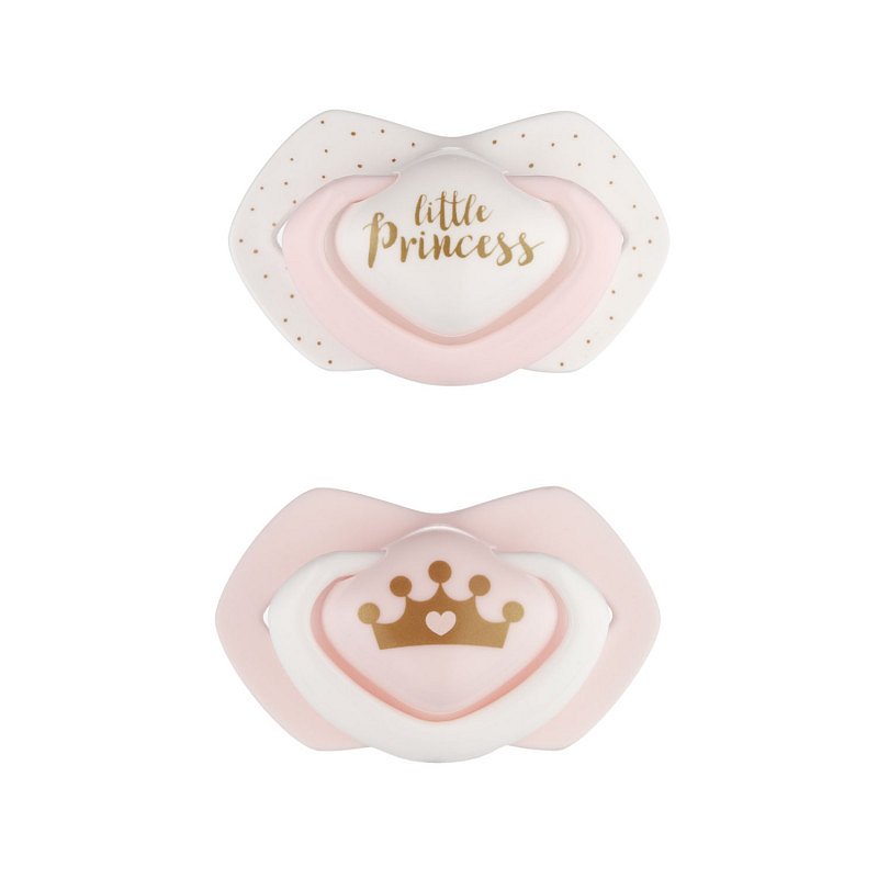 Canpol babies Set symetrických silikonových dudlíků 0-6m Royal baby růžový