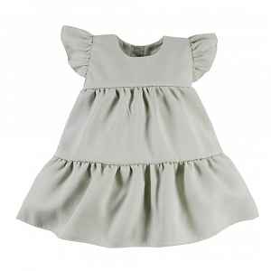EEVI Dívčí šaty s volánky Nature - khaki, vel. 80