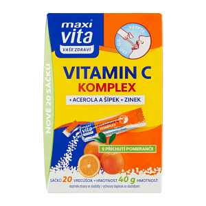 Maxi Vita Vitamin C komplex + acerola a šípek + zinek s příchutí pomeranče, doplněk stravy 40 g