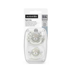 Suavinex Šidítko DEN&NOC fyziologické silikonové WILD&FREE 0-6m 2 ks šedé