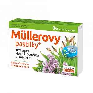 Dr. Müller Müllerovy pastilky s jitrocelem a mateřídouškou bez cukru 36 pastilek