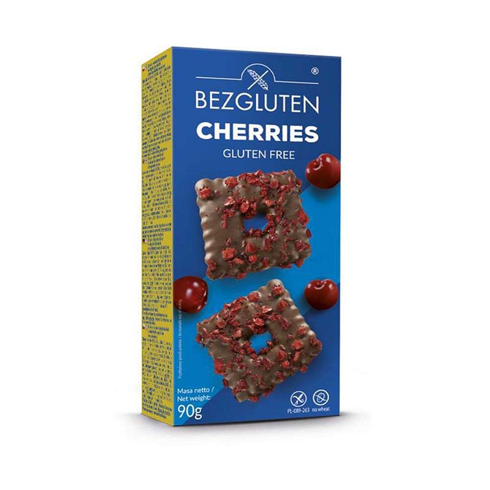 BEZGLUTEN Sušenky Cherries v belgické čokoládě s třešní 90 g