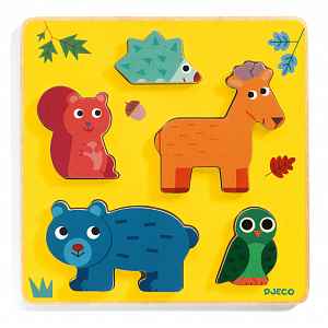 Djeco Dřevěné vkládací puzzle Jelínek a kamarádi