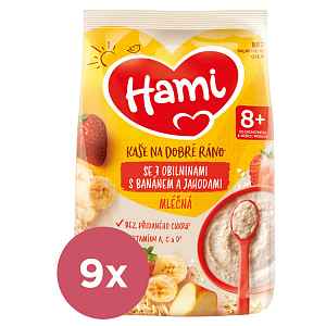 9x HAMI Kaše mléčná se 7 obilninami s banánem a jahodami 210 g