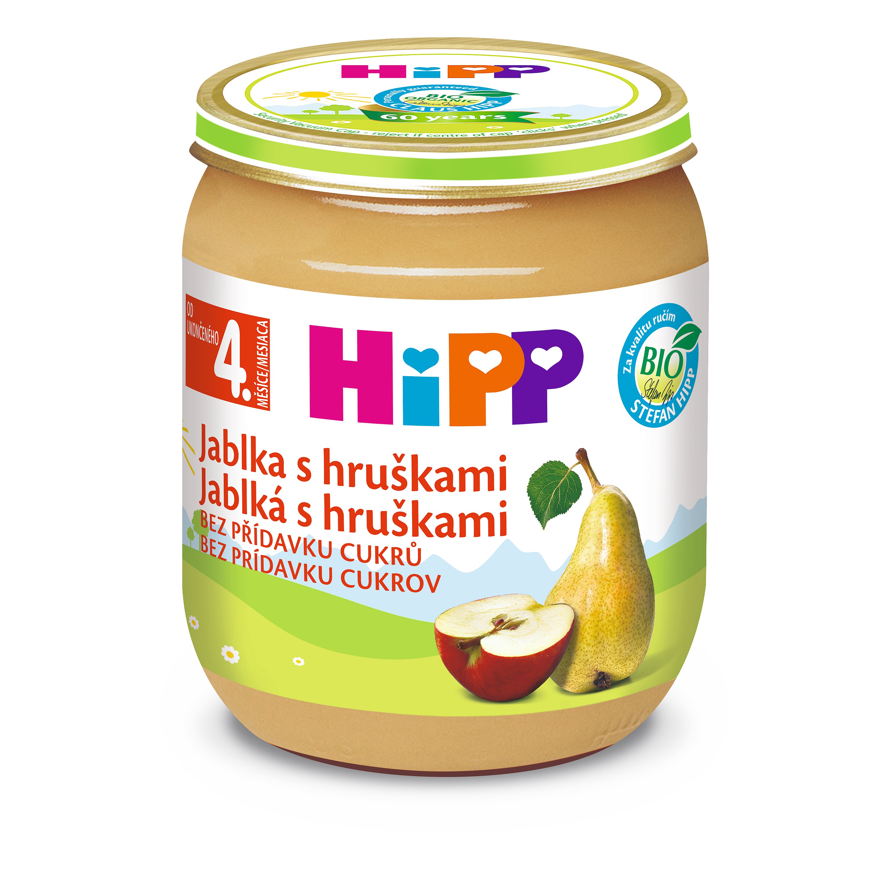 3x HIPP BIO Jablka s hruškami (125 g) - ovocný příkrm