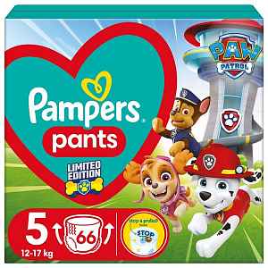 PAMPERS Pleny kalhotkové Active Baby Pants Paw Patrol vel. 5 (66 ks) 12-17 kg