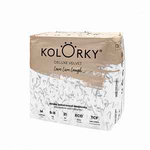 KOLORKY DELUXE VELVET - M (5-8 kg) - 21 ks- jednorázové eko plenky se sametovým povrchem