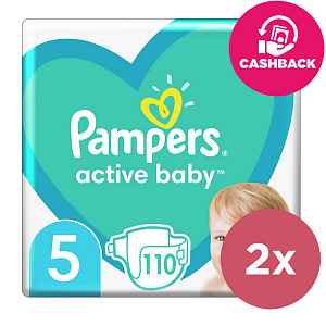 2x PAMPERS Active Baby 5 (11-16 kg) 110 ks MEGA PACK – jednorázové pleny