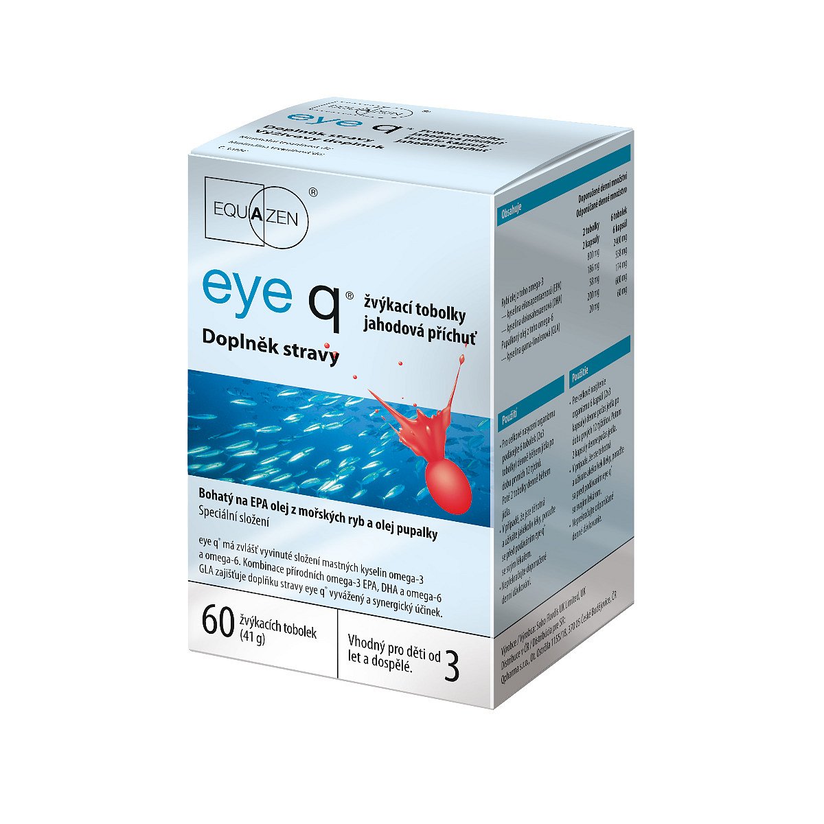Eye q jahodová příchuť 60 žvýkacích tobolek