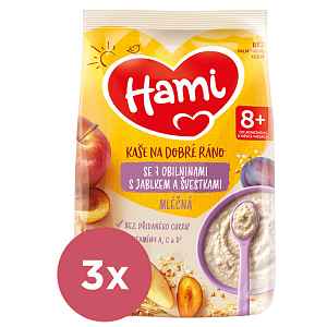 3x HAMI Kaše mléčná se 7 obilninami s jablkem a švestkami 210 g