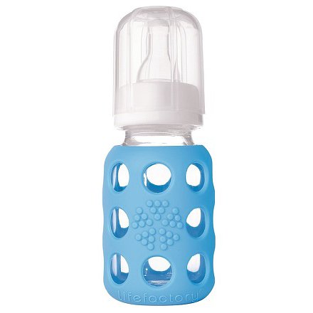 Lifefactory kojenecká láhev 120ml sky blue