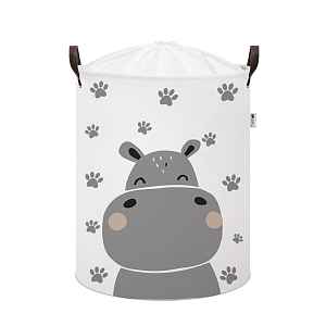 SIPO Koš na hračky se šňůrkou, skládací bavlněný / 43 l, Hippo