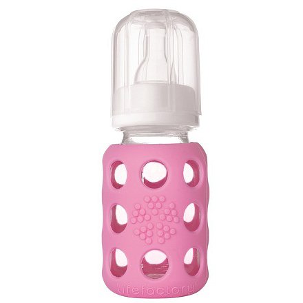 Lifefactory kojenecká láhev 120ml pink
