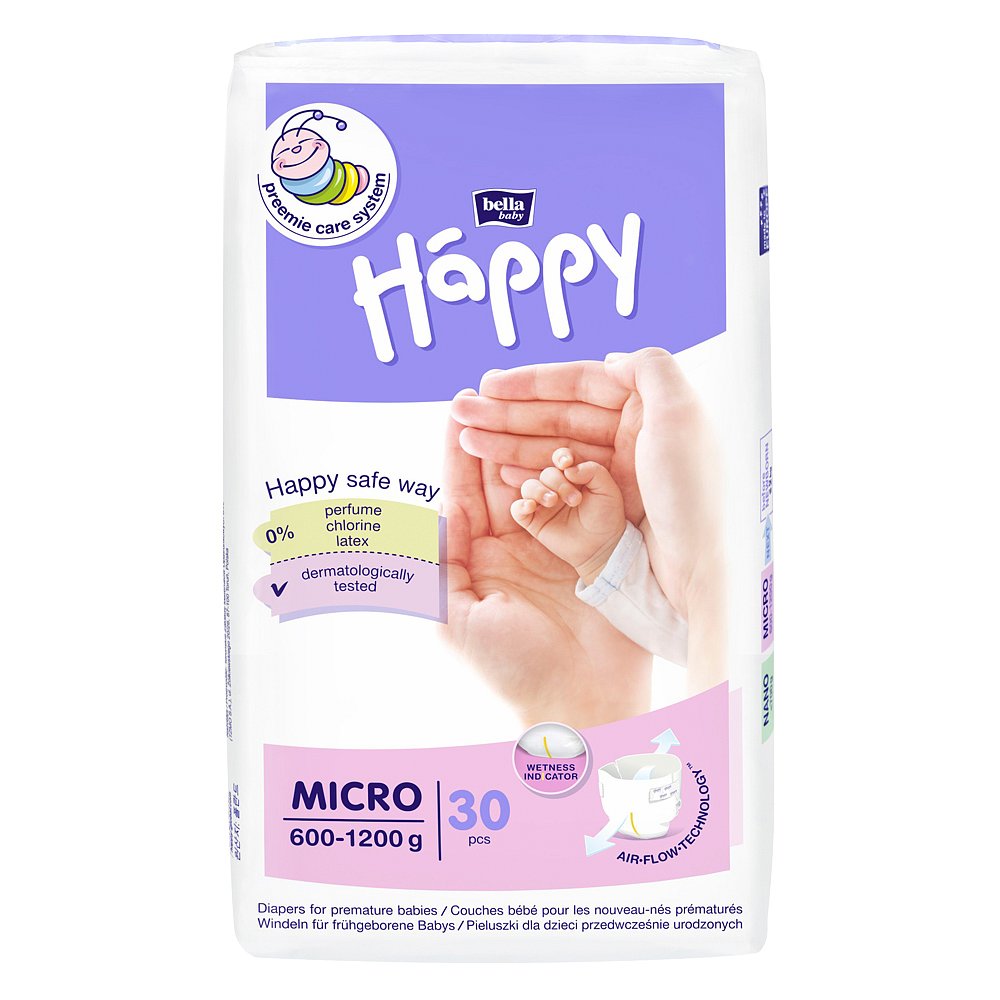 HAPPY Micro Dětské pleny 600-1200g 30 ks