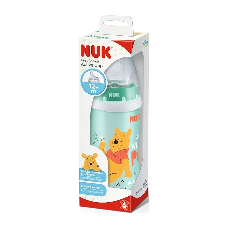 NUK FC Láhev PP Active Cup Disney - Medvídek Pú, 300 ml tyrkysová