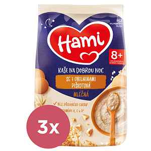 3x HAMI Kaše mléčná se 7 obilninami piškotová na dobrou noc 210 g