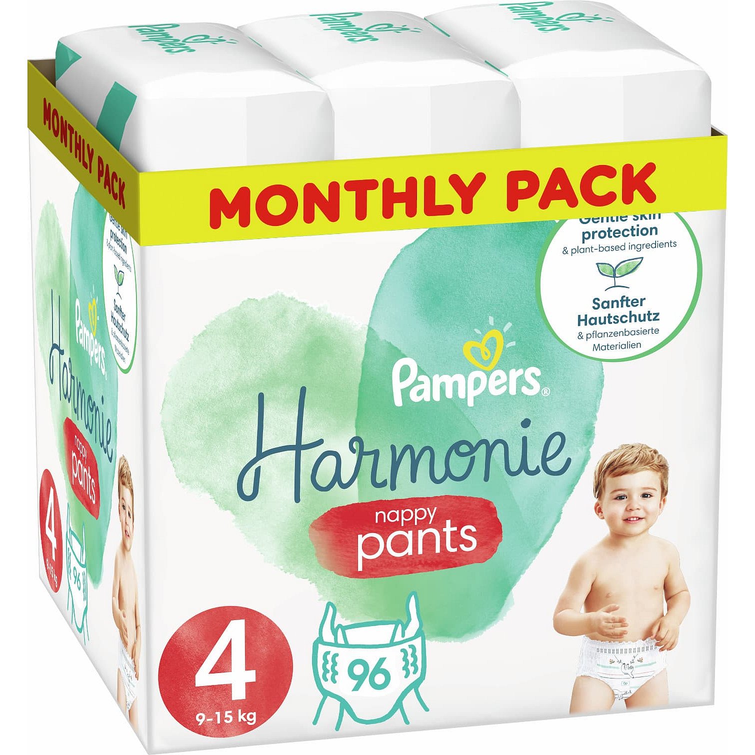 Pampers Plenkové Kalhotky Pants Harmonie Velikost 4, 96 Kalhotek, 9kg-15kg 96 ks