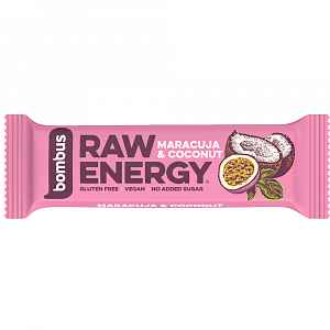 Bombus, tyčinka RAW energy, maracuja&coconut 5x50 g