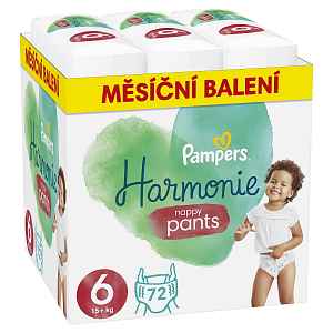 Pampers Plenkové Kalhotky Pants Harmonie Velikost 6, 72 Kalhotek, 15kg+ 72 ks