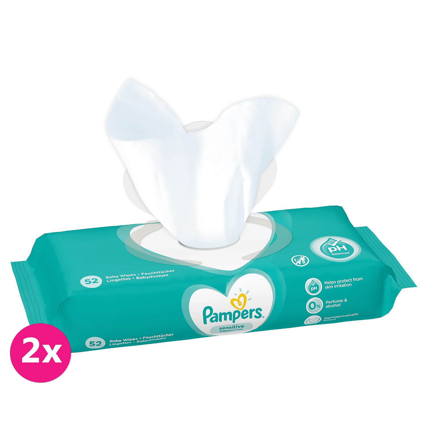 2x PAMPERS Sensitive 52 ks - vlhčené ubrousky