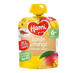 Hami Ovocná kapsička banán a mango s kokosovým mlékem 6x90 g