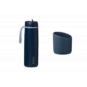 B.BOX Nerezová termolahev s brčkem 690 ml + Silikonový chránič - midnight